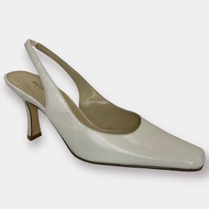 Karen Scott White Leather Sling Back Heels Mason Size 5.5